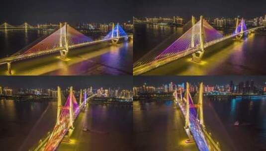 【正版5K素材】武汉大桥灯光秀延时2高清在线视频素材下载