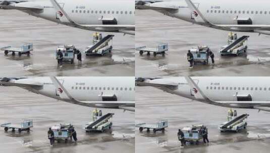 杭州机场停机坪东方航空飞机高清在线视频素材下载