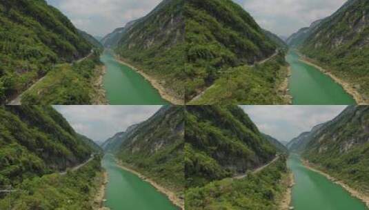 重庆武隆乌江百里画廊自然风光航拍高清在线视频素材下载