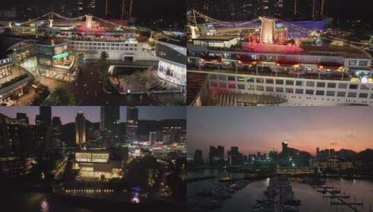 深圳市海上世界晚上夜景航拍4k高清在线视频素材下载