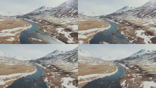融化的雪山河流高清在线视频素材下载