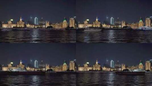 上海黄浦江·外滩繁华夜景·延时摄影4K高清在线视频素材下载