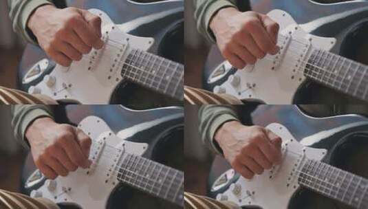 吉他手弹吉他的特写镜头高清在线视频素材下载