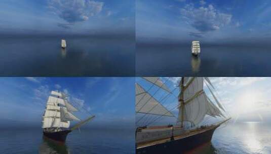 蓝天白云帆船扬帆起航1高清在线视频素材下载