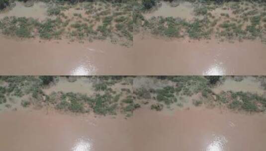 航拍南方河流洪水灾害高清在线视频素材下载