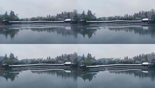 杭州西湖浴鹄湾雪景高清在线视频素材下载