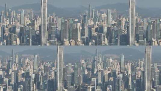 深圳福田区CBD建筑群长焦航拍高清在线视频素材下载