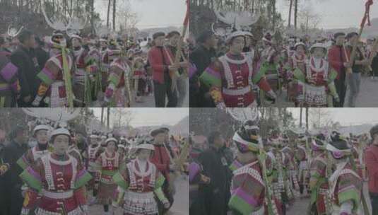 贵州少数民族芦笙会载歌载舞吹芦笙4k视频高清在线视频素材下载