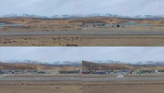 青藏高原火车窗外青藏线青藏公路高清在线视频素材下载