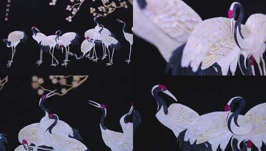 麦秆画-作品《松龄鹤寿》高清在线视频素材下载