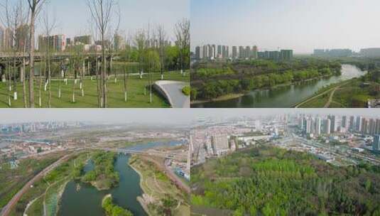 合集_咸阳沣河森林公园航拍4k高清在线视频素材下载