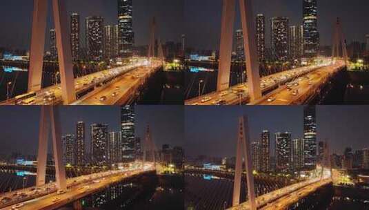 武汉汉江月湖桥城市夜景高清在线视频素材下载