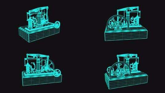 第二代瓦特蒸汽机线宽 三维动画 全息投影高清在线视频素材下载