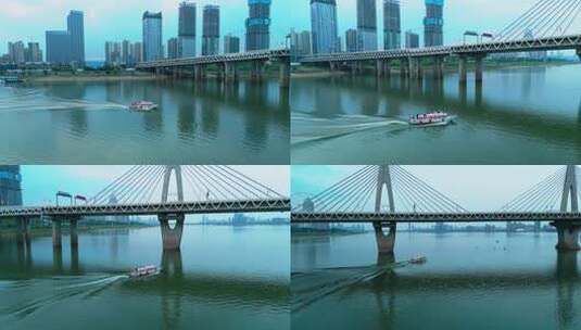 航拍南昌朝阳大桥高清在线视频素材下载
