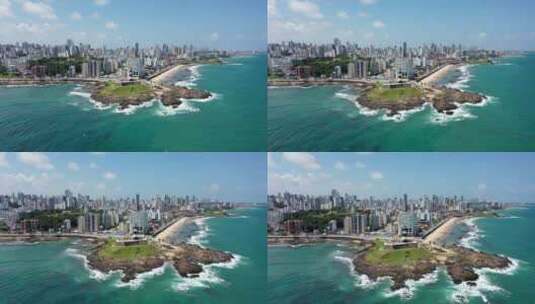 航拍沿海城市高清在线视频素材下载