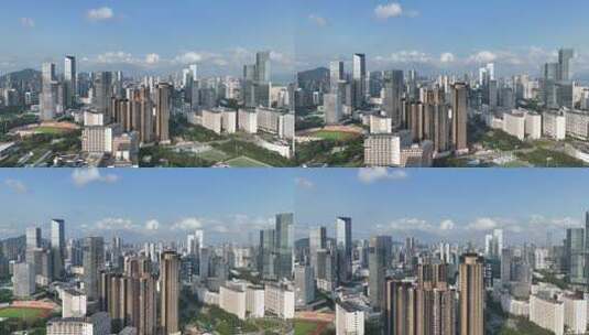 深圳南山区科技园建筑群蓝天白云航拍高清在线视频素材下载