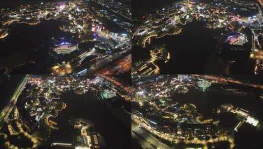 深圳南山区欢乐海岸夜景航拍高清在线视频素材下载