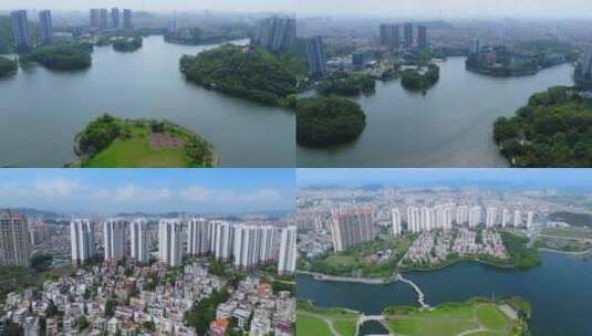 阳江市城区鸳鸯湖及城市楼群06高清在线视频素材下载