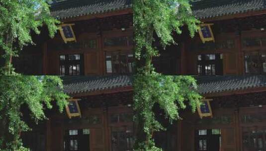 浙江省湖州安吉灵峰寺高低空航拍高清在线视频素材下载