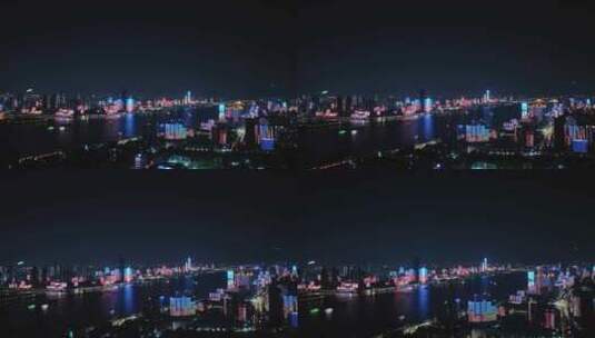 武汉夜景航拍长江两岸夜景城市建筑都市风光高清在线视频素材下载