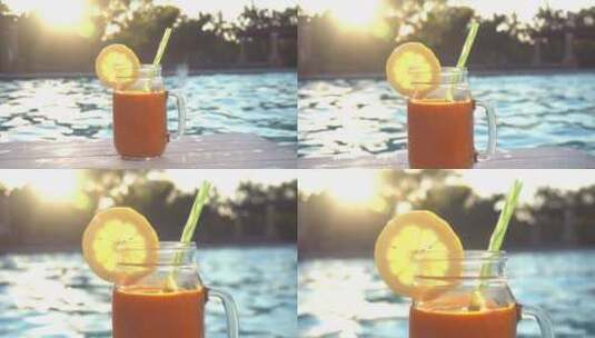 夏季清凉饮品新鲜果汁高清在线视频素材下载