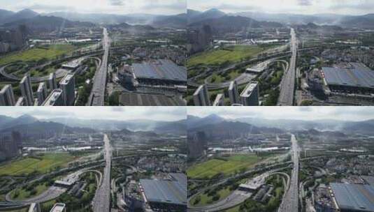 浙江温州新城区城市建设航拍高清在线视频素材下载