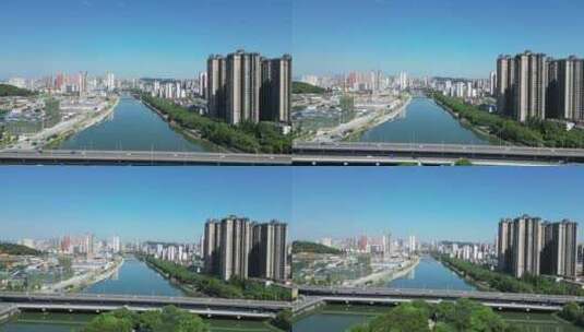 航拍江西宜春大桥高清在线视频素材下载