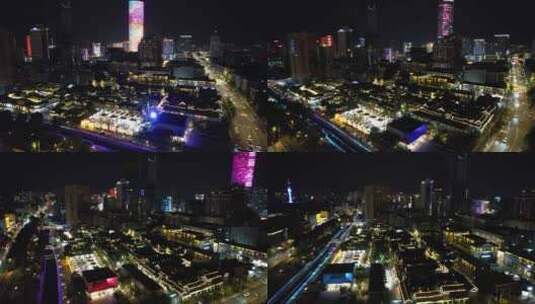 江苏徐州城市夜景灯光航拍高清在线视频素材下载