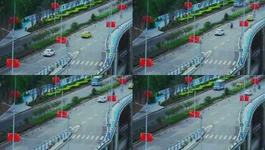 重庆城市红旗街景高清在线视频素材下载