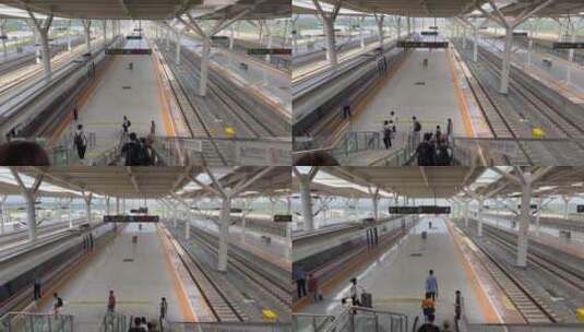 火车站站台扶梯复兴号列车高清在线视频素材下载