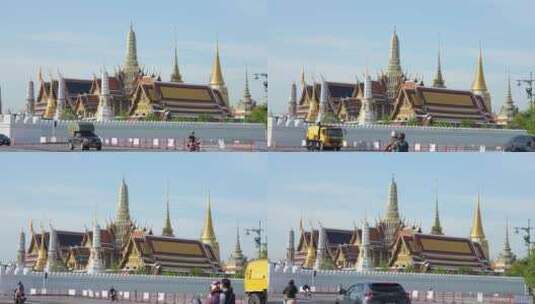 泰国曼谷大皇宫景区景点宏伟建筑车辆汽车高清在线视频素材下载