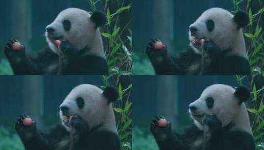 大熊猫吃水果高清在线视频素材下载