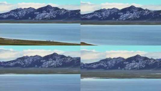 航拍青海果洛阿尼玛卿雪山湖景自然风景高清在线视频素材下载