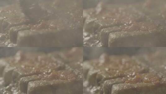 煎毛豆腐高清在线视频素材下载
