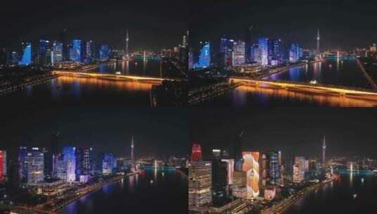 广州夜色 广州城市夜景 珠江新城  广州塔高清在线视频素材下载