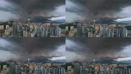 深圳城市乌云翻滚暴风雨恶劣天气黑云密布高清在线视频素材下载