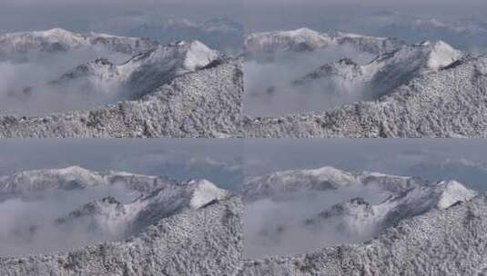 4K秦岭朱雀国家森林公园（冰晶顶）雪景航拍高清在线视频素材下载