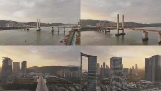 横琴大桥航拍高清在线视频素材下载
