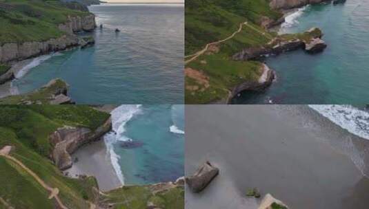 航拍新西兰达尼丁海滩高清在线视频素材下载