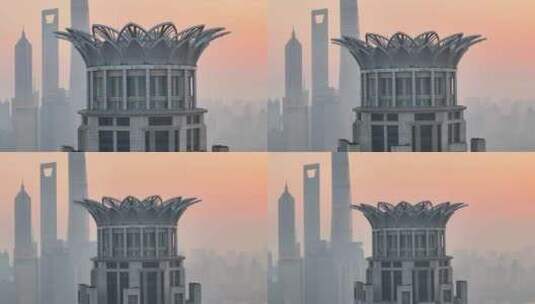上海城市风光航拍  陆家嘴清晨高清在线视频素材下载