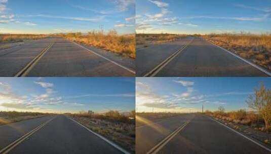 视点——在亚利桑那州索诺兰沙漠的柏油路上高清在线视频素材下载