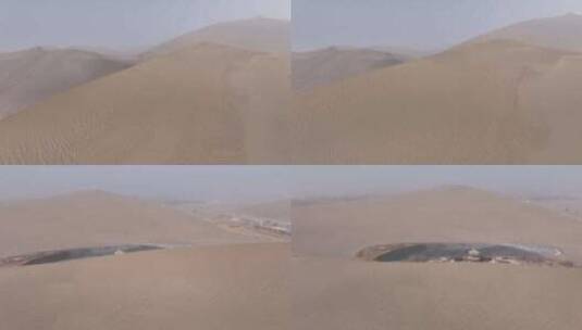 航拍沙漠鸣沙山景区自然干旱风景沙丘荒漠高清在线视频素材下载
