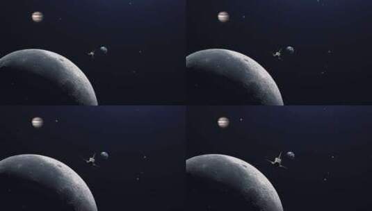 月球表面与梭式地球背景高清在线视频素材下载