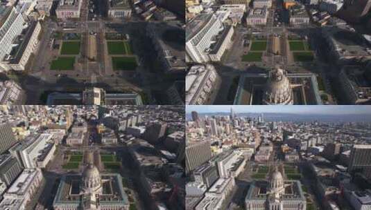 美国旧金山，无人机射击，市政厅，法院大楼高清在线视频素材下载