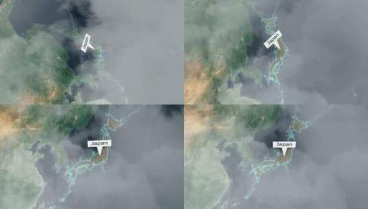 日本地图-云效应高清在线视频素材下载