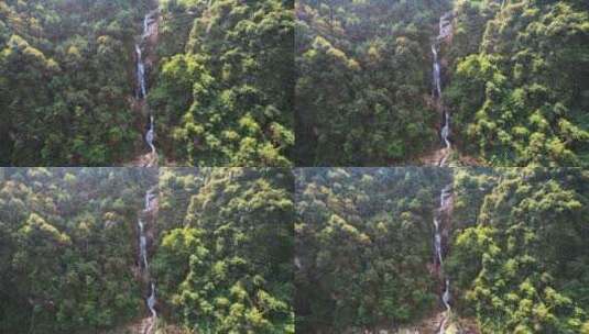 航拍秦岭山间森林瀑布溪流生态旅游高清在线视频素材下载