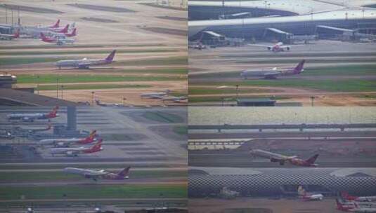 8K深圳机场起飞的吉祥航空客机高清在线视频素材下载