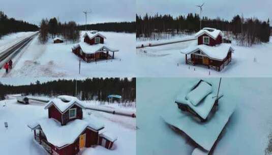 4K航拍北欧芬兰雪景自然美景高清在线视频素材下载
