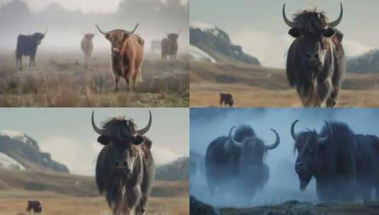 青藏高原牦牛4K高清在线视频素材下载