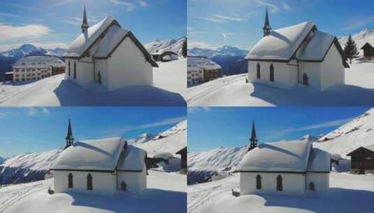 特写下着大雪的城镇与环景高清在线视频素材下载